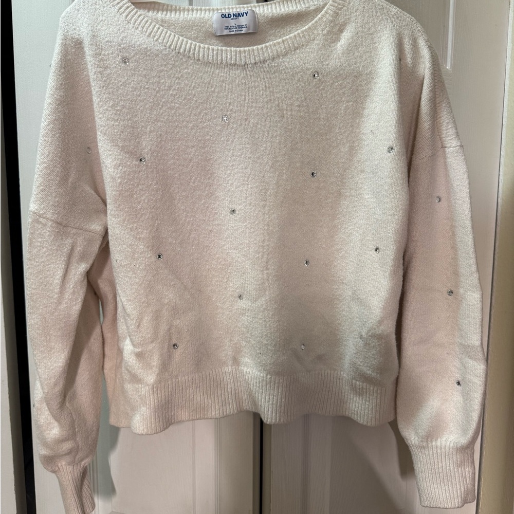 Old Navy Women's White Embellished Sweater